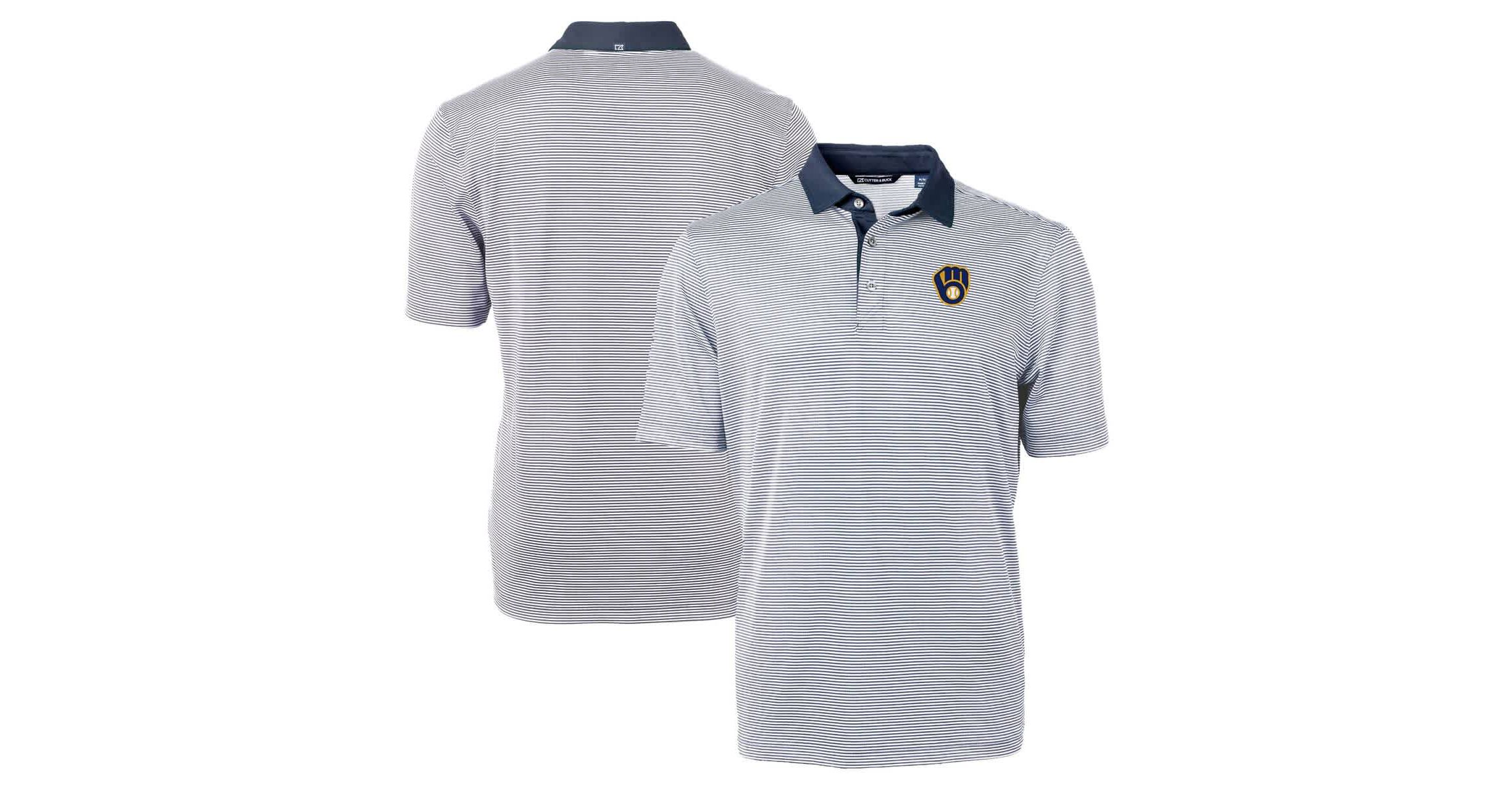 MLB Milwaukee Brewers Virtue Eco Pique Micro Stripe Recycled Polo