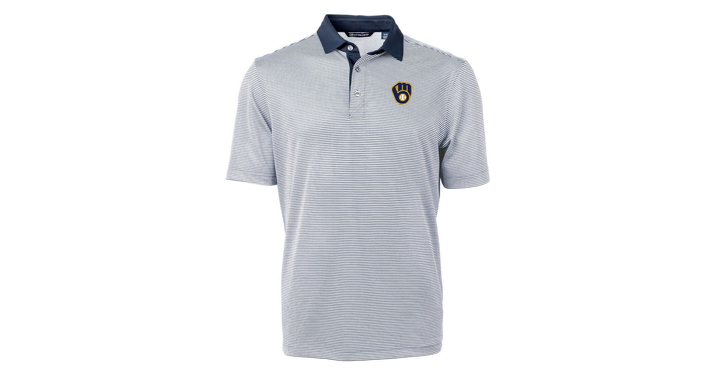 MLB Milwaukee Brewers Virtue Eco Pique Micro Stripe Recycled Polo