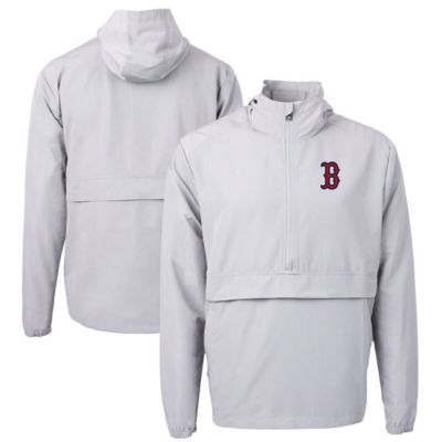 Cutter & Buck Men's Boston Red Sox MLB Boston Sox Charter Eco Recycled Half-Zip Anorak Jacket, Gray, 3XL