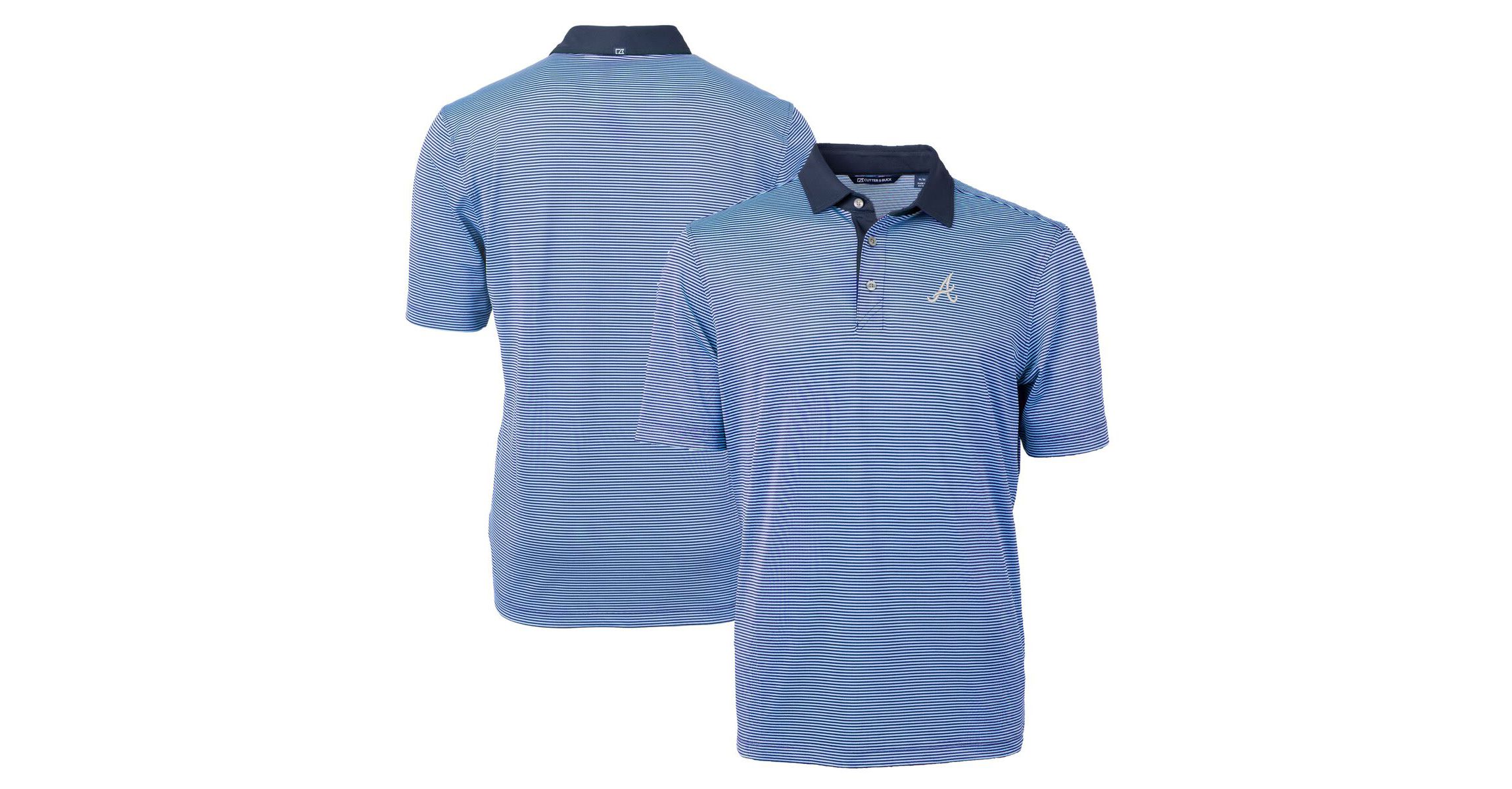 MLB Light Blue/Navy Atlanta Braves Virtue Eco Pique Micro Stripe Recycled Big & Tall Polo