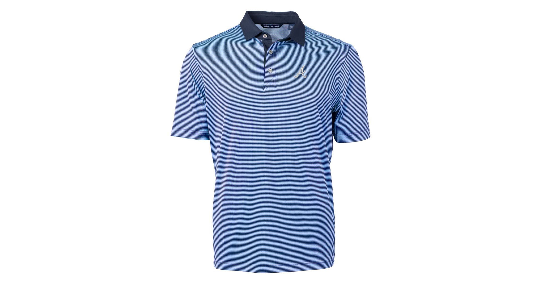 MLB Light Blue/Navy Atlanta Braves Virtue Eco Pique Micro Stripe Recycled Big & Tall Polo