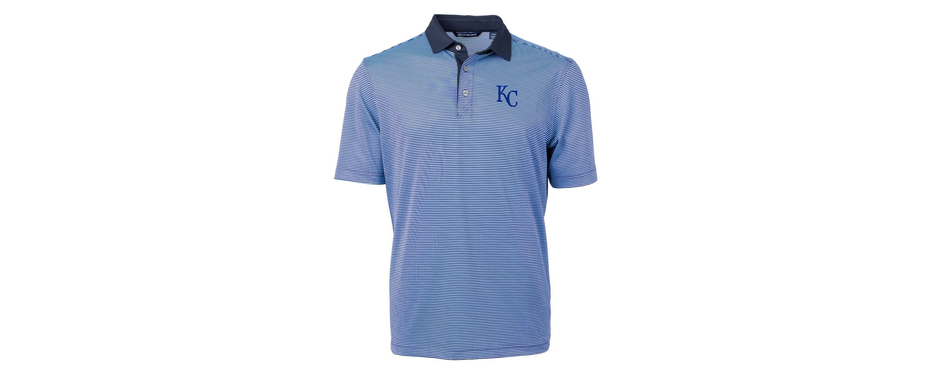MLB Light Blue/Navy Kansas City Royals Virtue Eco Pique Micro Stripe Recycled Big & Tall Polo
