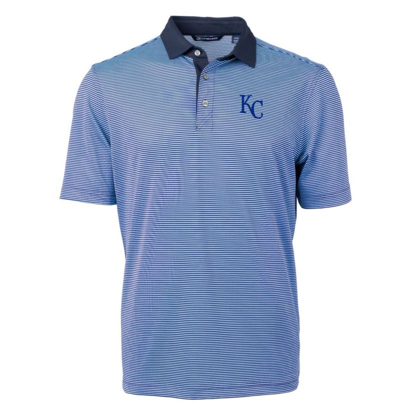MLB Light Blue/Navy Kansas City Royals Virtue Eco Pique Micro Stripe Recycled Big & Tall Polo