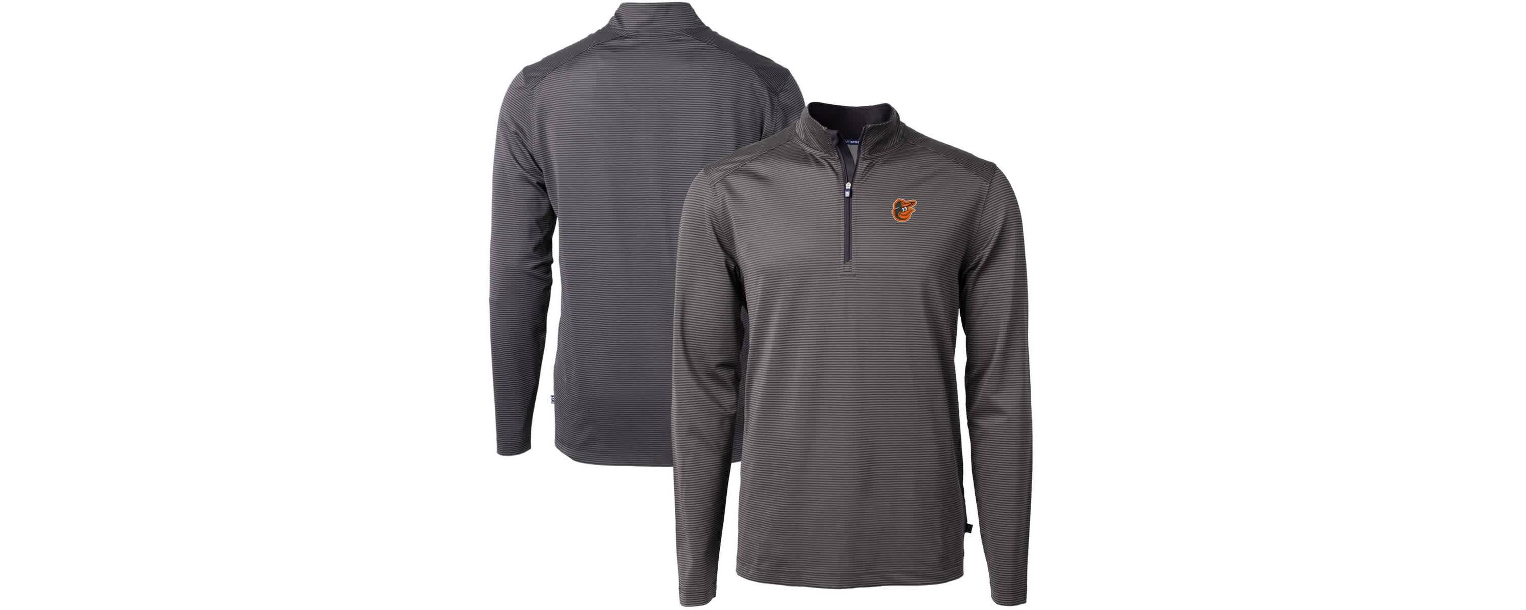 MLB Baltimore Orioles Virtue Eco Pique Micro Stripe Big & Tall Recycled Quarter-Zip Pullover Top