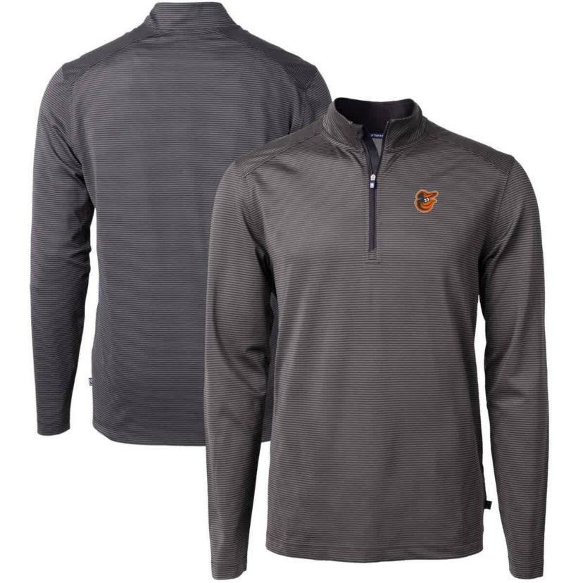 MLB Baltimore Orioles Virtue Eco Pique Micro Stripe Big & Tall Recycled Quarter-Zip Pullover Top