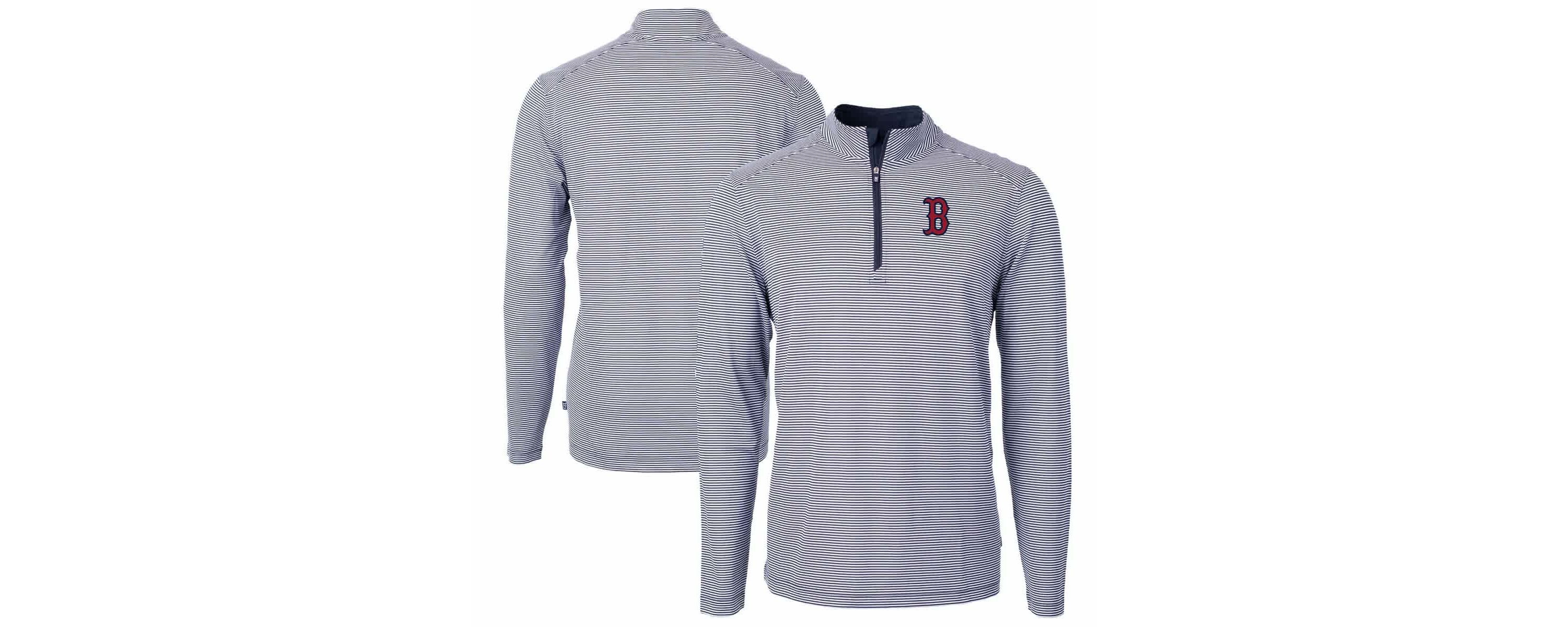 Boston Red Sox MLB Boston Sox Virtue Eco Pique Micro Stripe Big & Tall Recycled Quarter-Zip Pullover Top