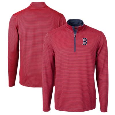 Cutter & Buck Men's Boston Red Sox MLB Boston Sox Virtue Eco Pique Micro Stripe Big & Tall Recycled Quarter-Zip Pullover Top, 3XLT