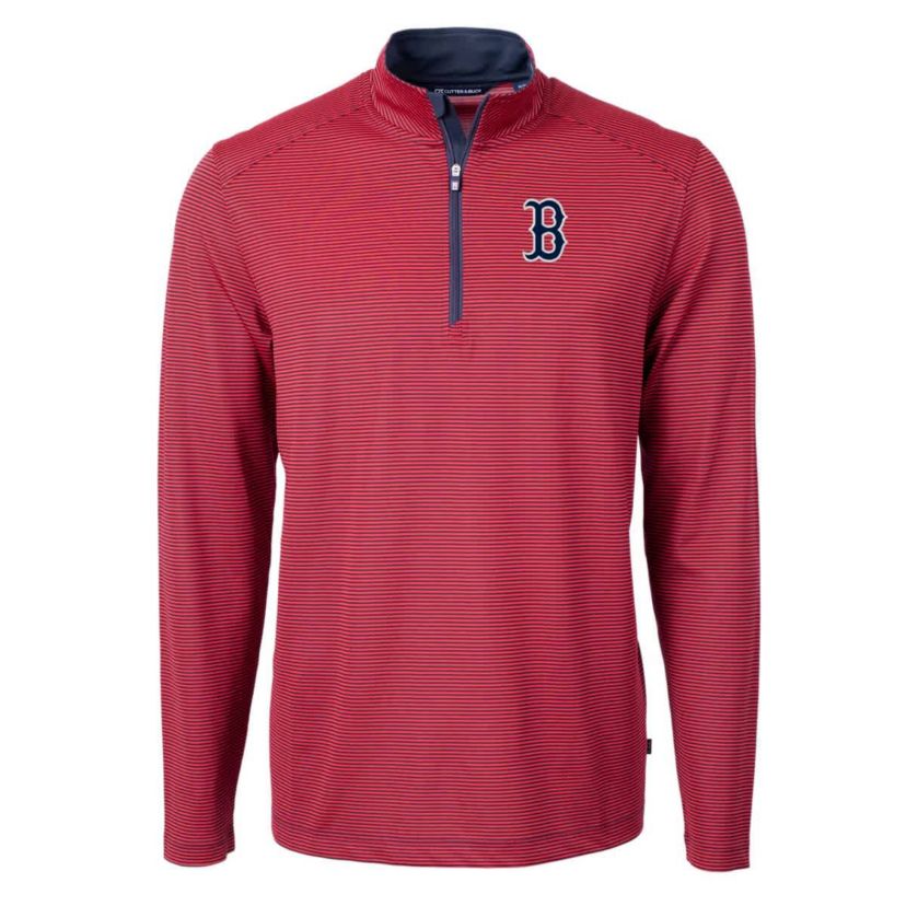 Boston Red Sox MLB Boston Sox Virtue Eco Pique Micro Stripe Big & Tall Recycled Quarter-Zip Pullover Top
