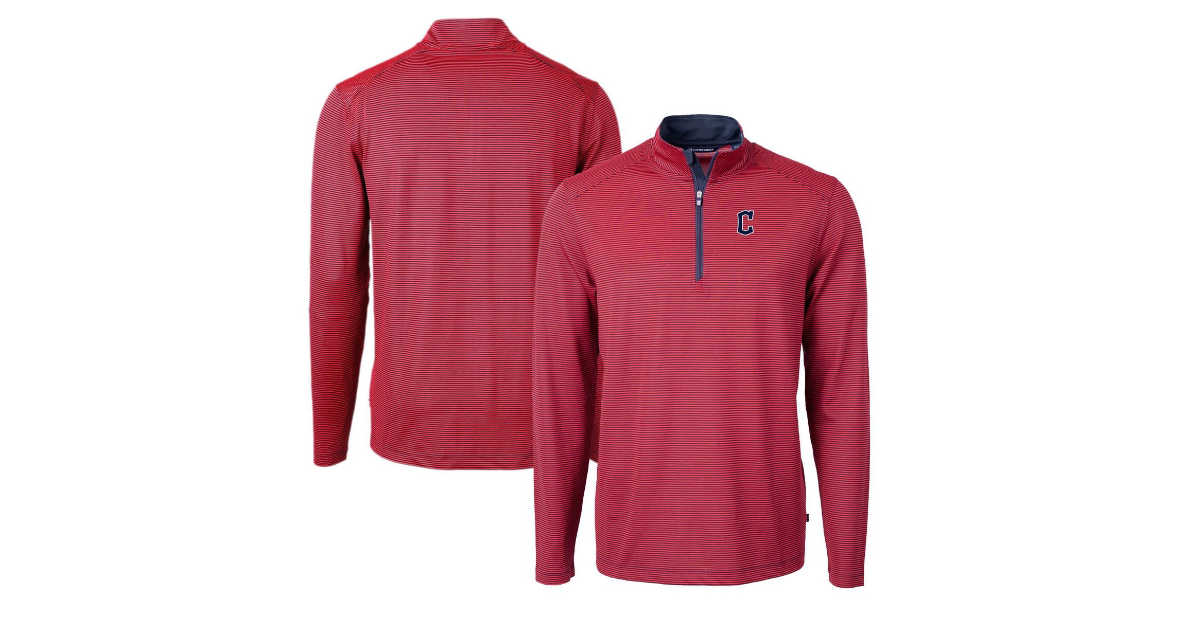 MLB Cleveland Guardians Virtue Eco Pique Micro Stripe Big & Tall Recycled Quarter-Zip Pullover Top