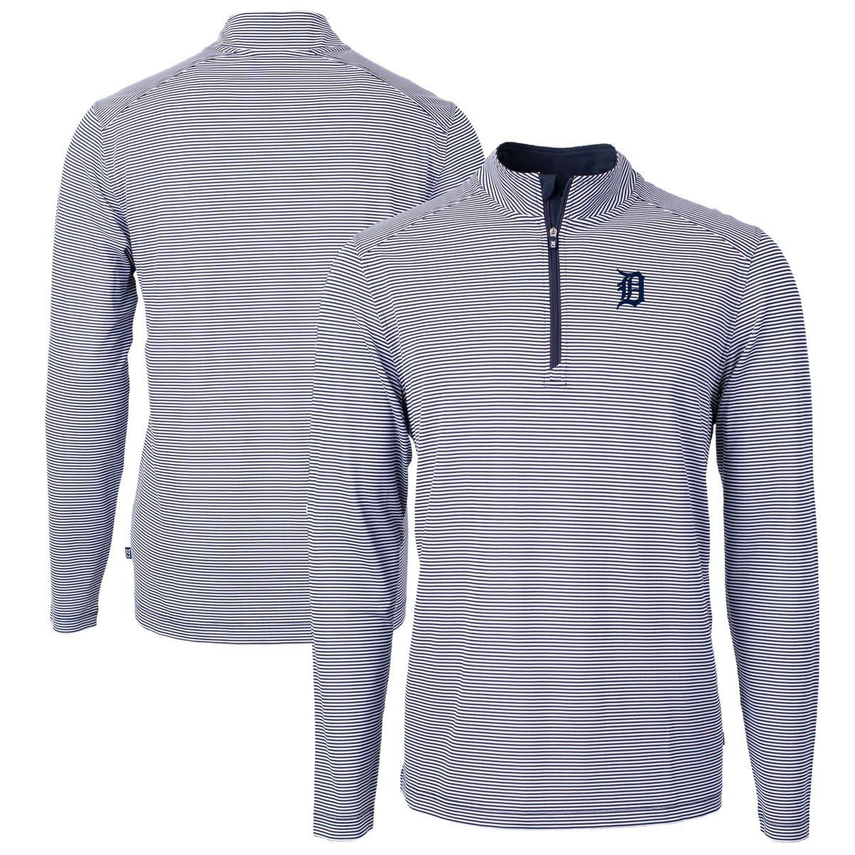 MLB Detroit Tigers Virtue Eco Pique Micro Stripe Big & Tall Recycled Quarter-Zip Pullover Top
