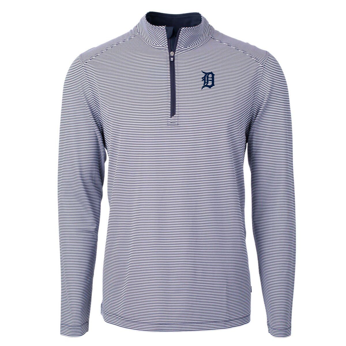 MLB Detroit Tigers Virtue Eco Pique Micro Stripe Big & Tall Recycled Quarter-Zip Pullover Top