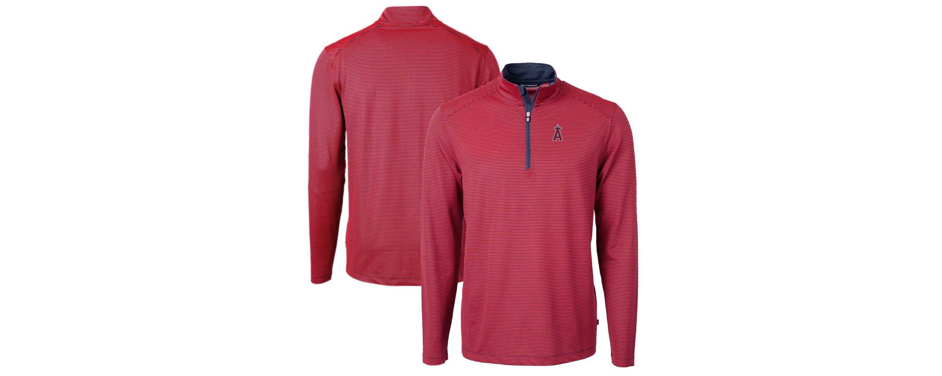 MLB Los Angeles Angels Virtue Eco Pique Micro Stripe Big & Tall Recycled Quarter-Zip Pullover Top
