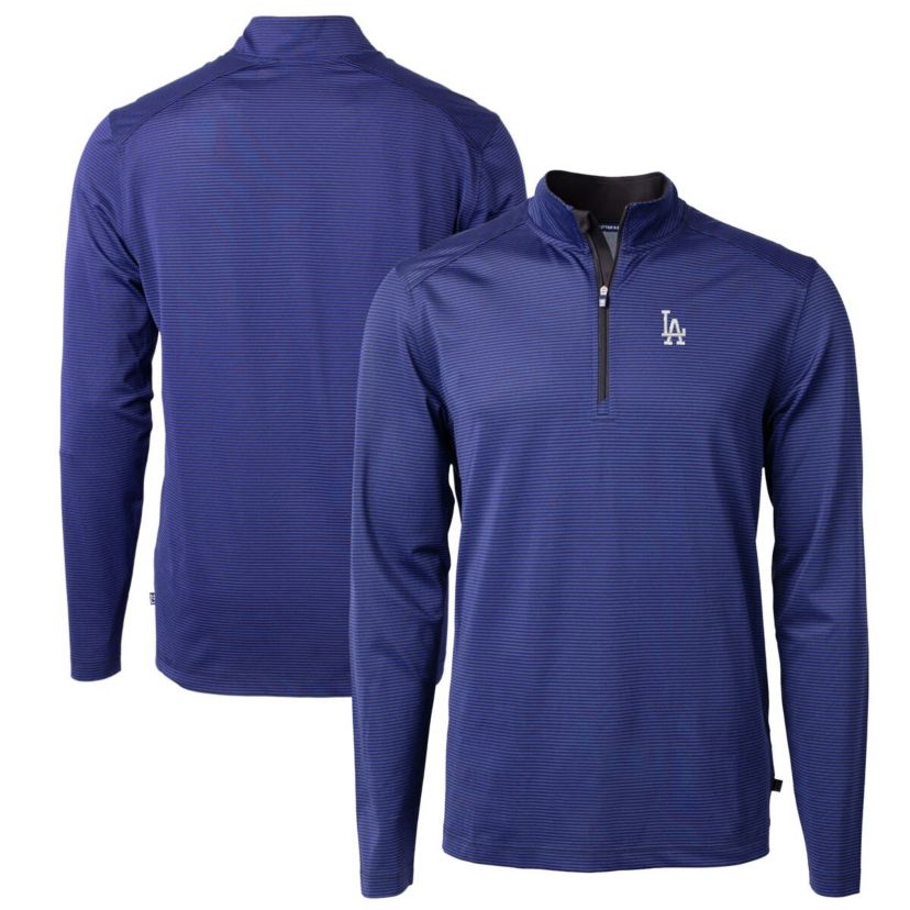MLB Los Angeles Dodgers Virtue Eco Pique Micro Stripe Big & Tall Recycled Quarter-Zip Pullover Top