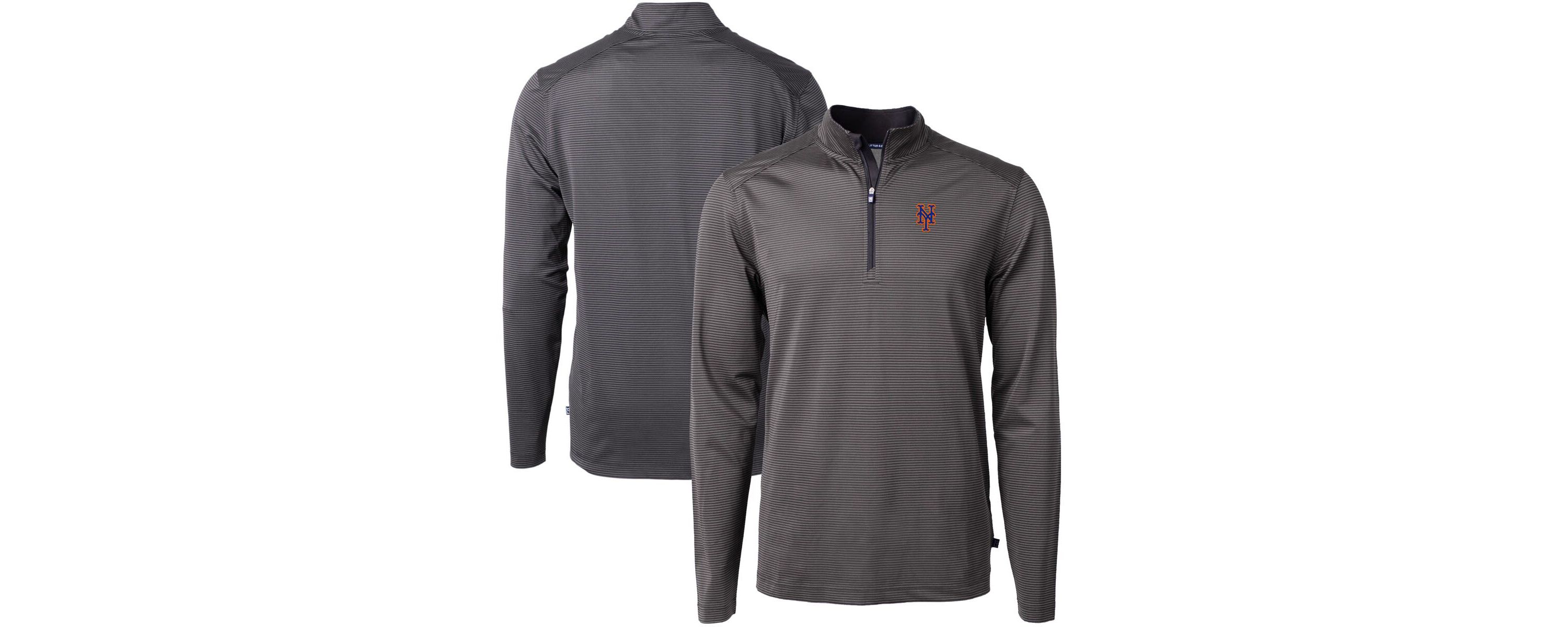 MLB New York Mets Virtue Eco Pique Micro Stripe Big & Tall Recycled Quarter-Zip Pullover Top