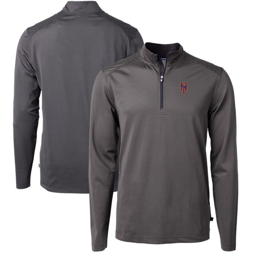 MLB New York Mets Virtue Eco Pique Micro Stripe Big & Tall Recycled Quarter-Zip Pullover Top