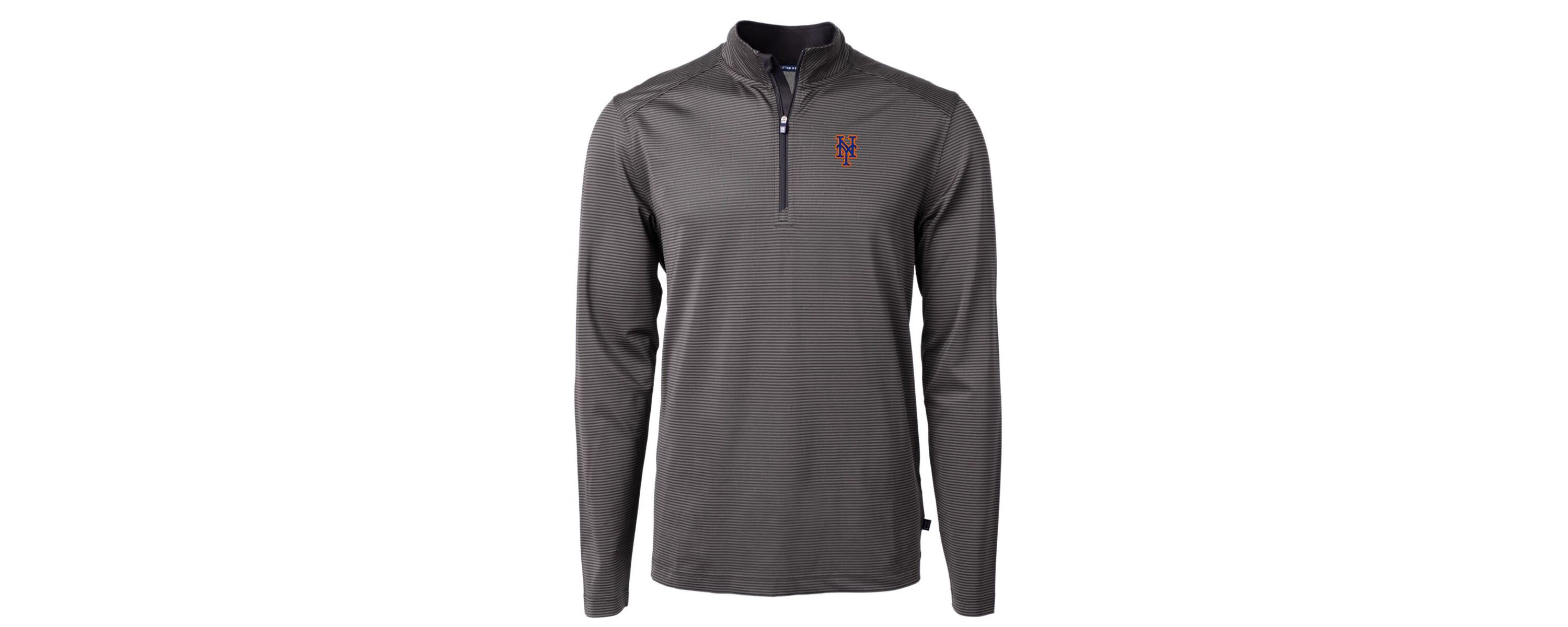 MLB New York Mets Virtue Eco Pique Micro Stripe Big & Tall Recycled Quarter-Zip Pullover Top