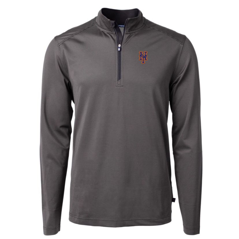 MLB New York Mets Virtue Eco Pique Micro Stripe Big & Tall Recycled Quarter-Zip Pullover Top