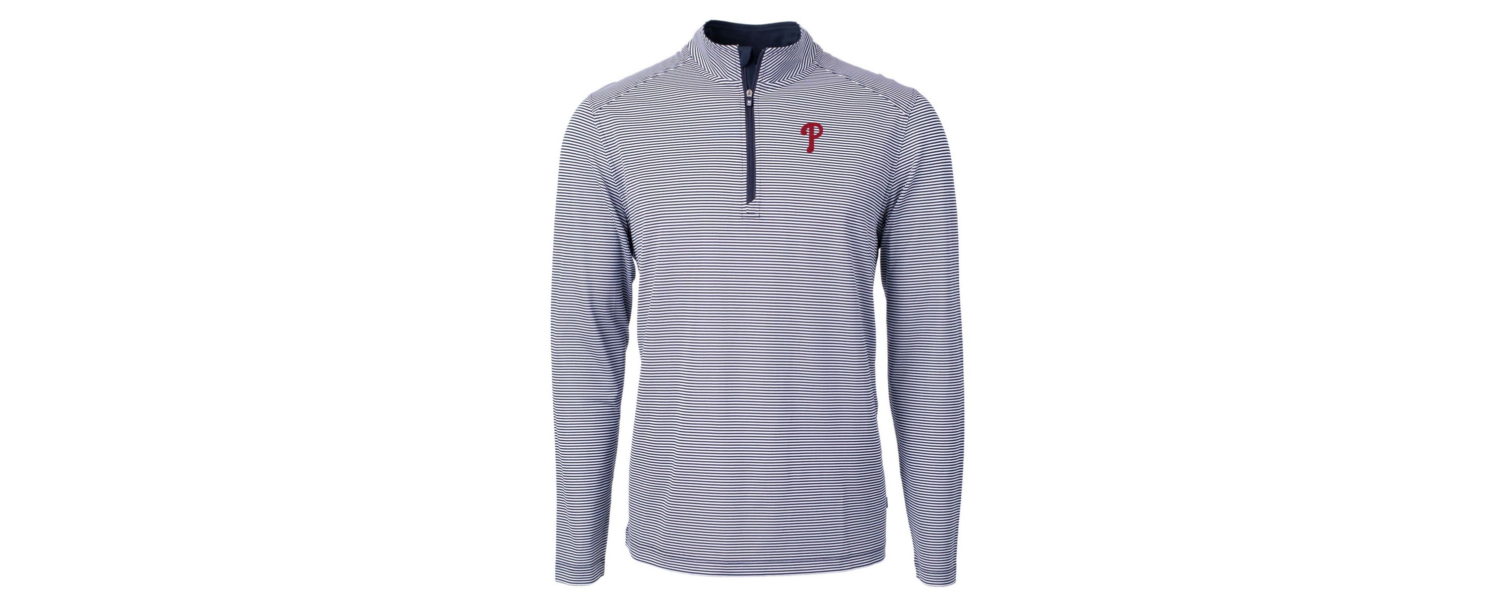 MLB Philadelphia Phillies Virtue Eco Pique Micro Stripe Big & Tall Recycled Quarter-Zip Pullover Top