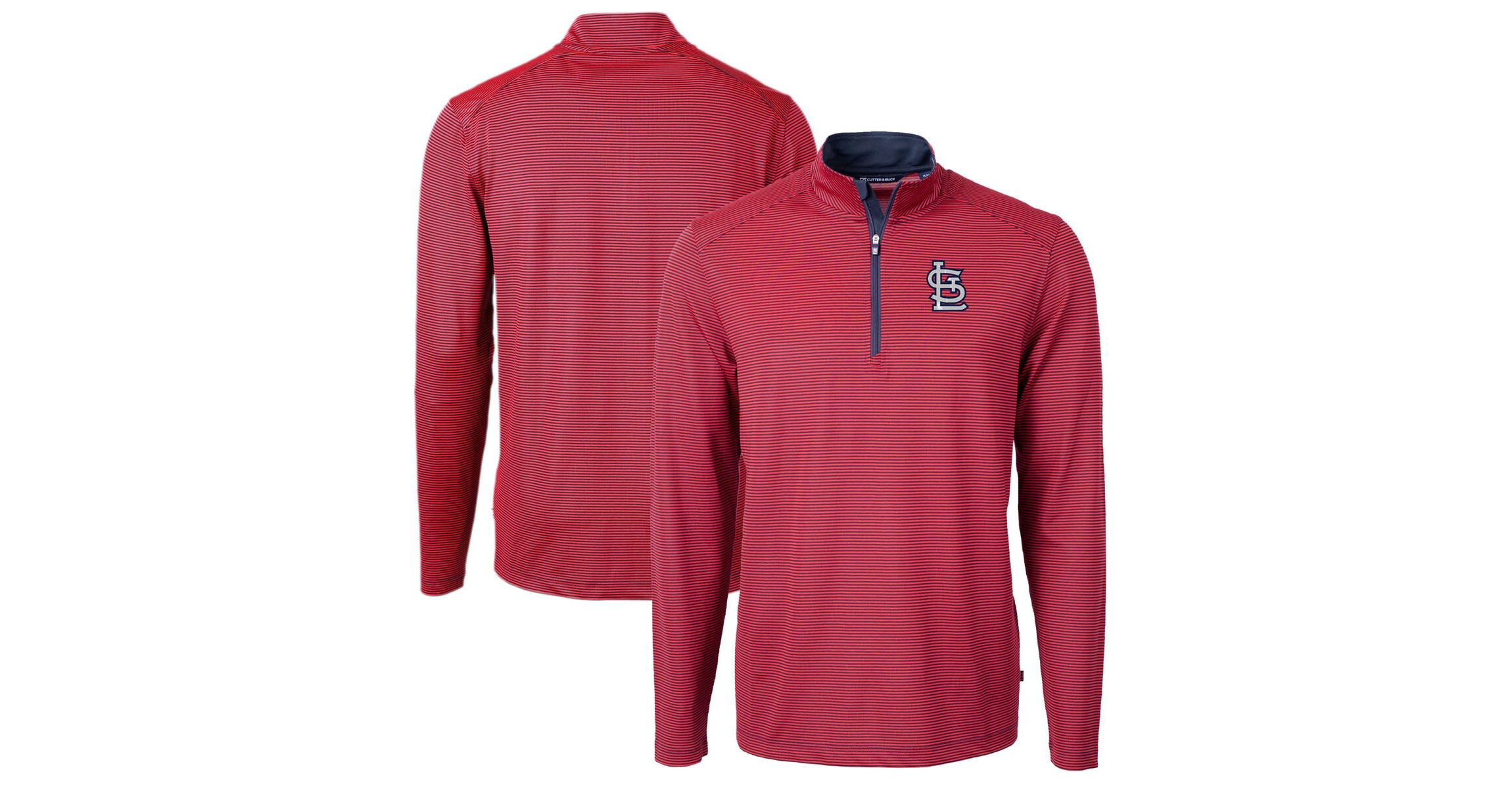 MLB St. Louis Cardinals Virtue Eco Pique Micro Stripe Big & Tall Recycled Quarter-Zip Pullover Top