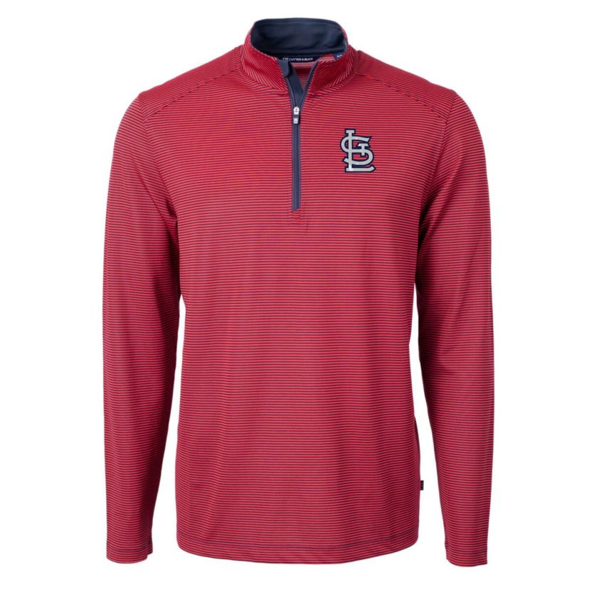 MLB St. Louis Cardinals Virtue Eco Pique Micro Stripe Big & Tall Recycled Quarter-Zip Pullover Top