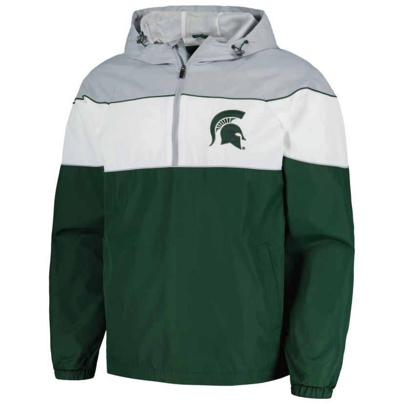 NCAA Michigan State Spartans Center Line Half-Zip Raglan Hoodie Jacket