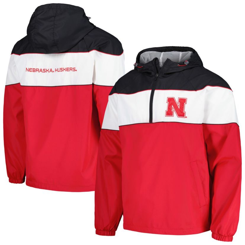 NCAA Nebraska Huskers Center Line Half-Zip Raglan Hoodie Jacket