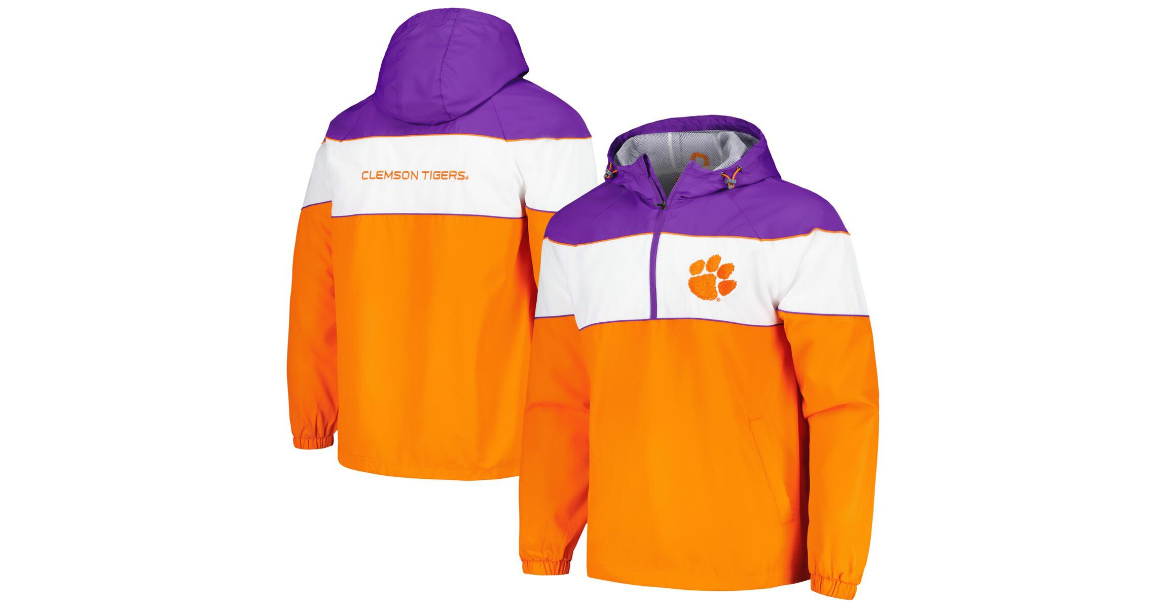 NCAA Clemson Tigers Center Line Half-Zip Raglan Hoodie Jacket