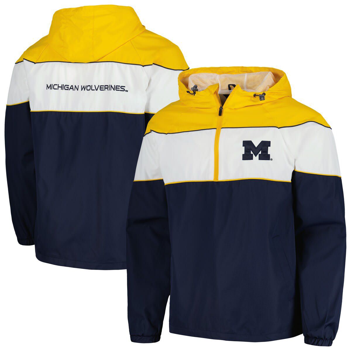 NCAA Michigan Wolverines Center Line Half-Zip Raglan Hoodie Jacket