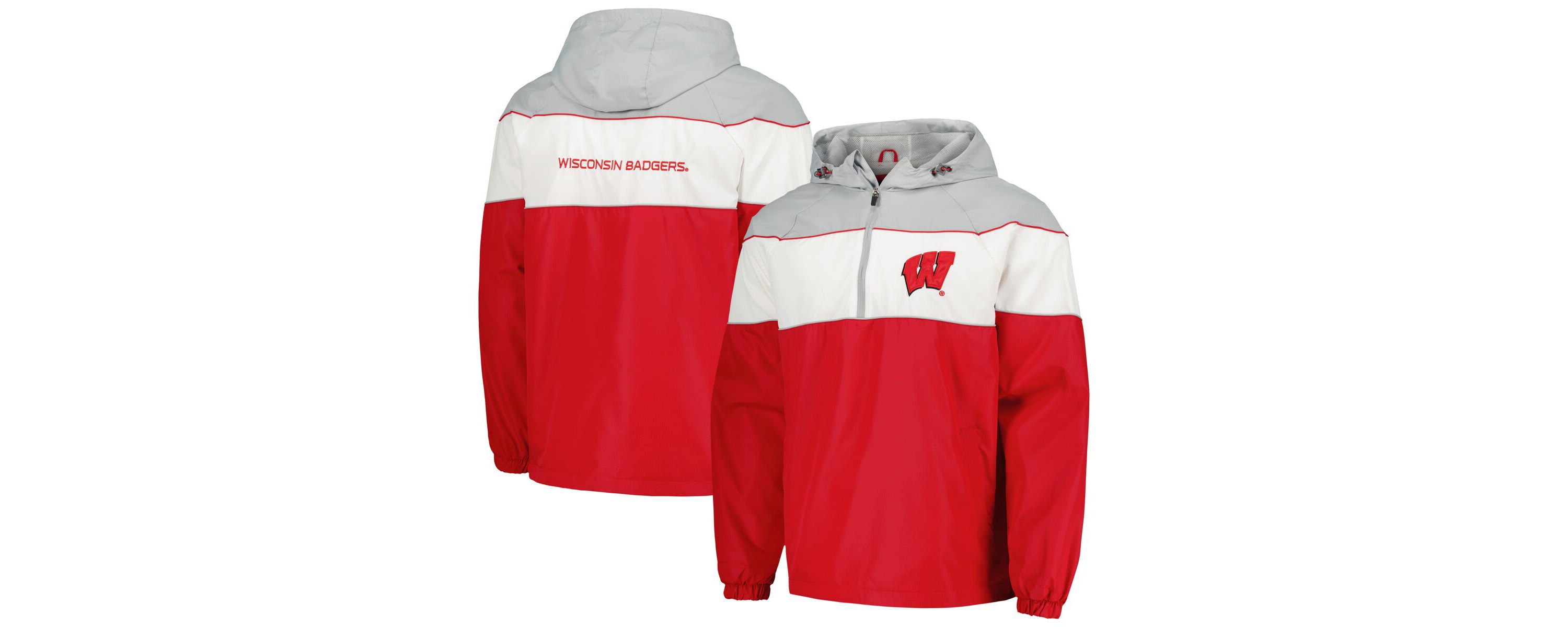 NCAA Wisconsin Badgers Center Line Half-Zip Raglan Hoodie Jacket