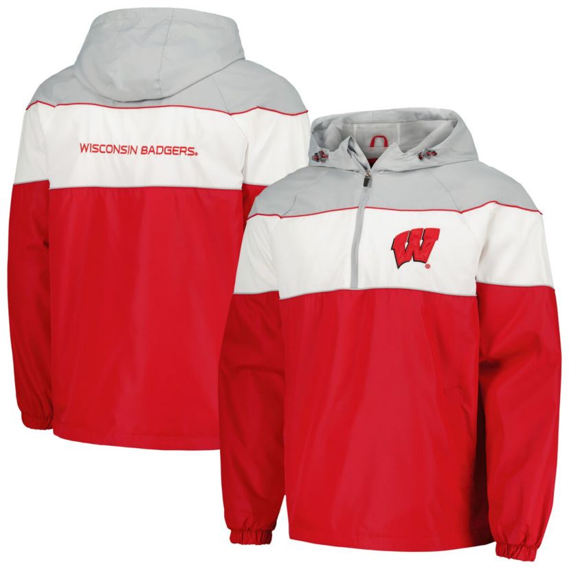 NCAA Wisconsin Badgers Center Line Half-Zip Raglan Hoodie Jacket