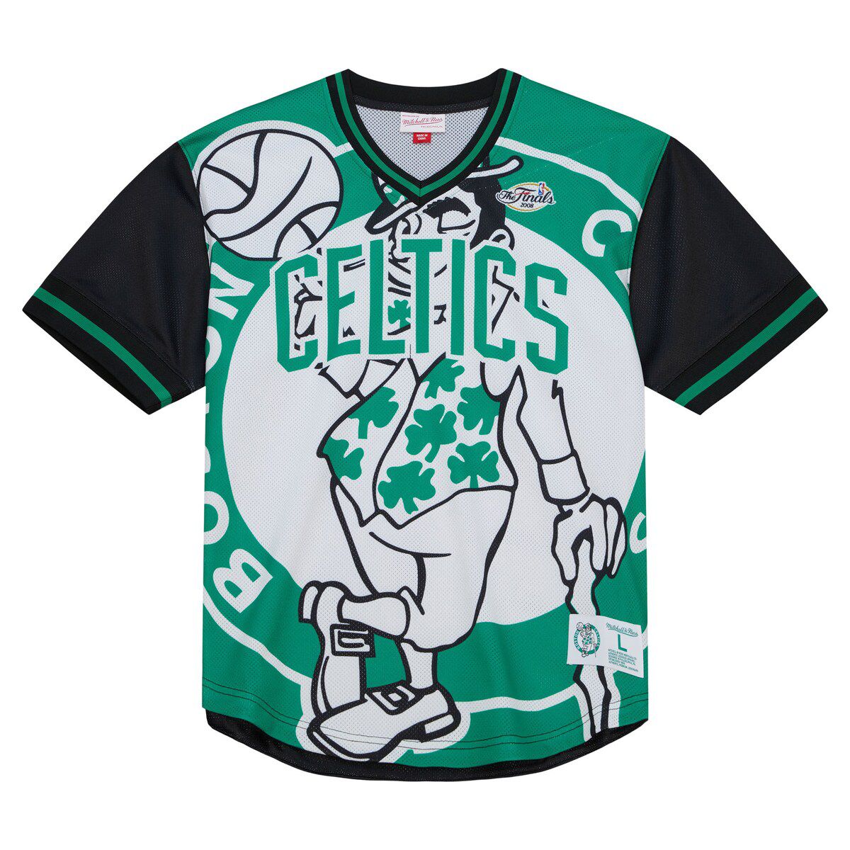 NBA Kelly Boston Celtics Jumbotron 3.0 Mesh V-Neck T-Shirt