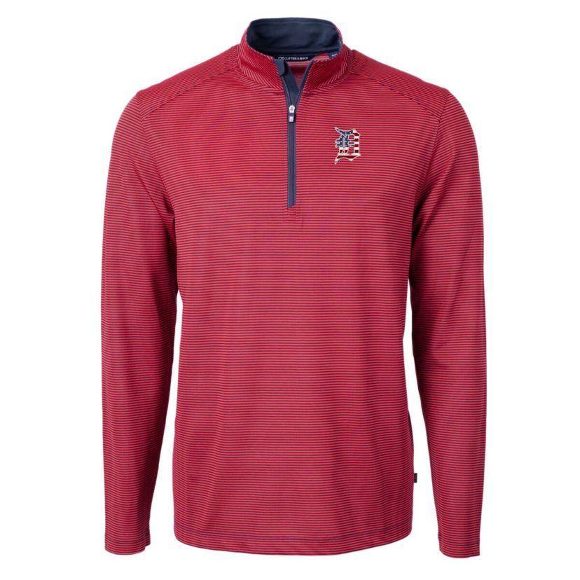 MLB Detroit Tigers Americana Logo Big & Tall Virtue Eco Pique Recycled Quarter-Zip Pullover Top