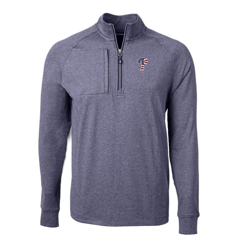MLB Philadelphia Phillies Americana Logo Big & Tall Adapt Eco Knit Stretch Recycled Quarter-Zip Pullover Top
