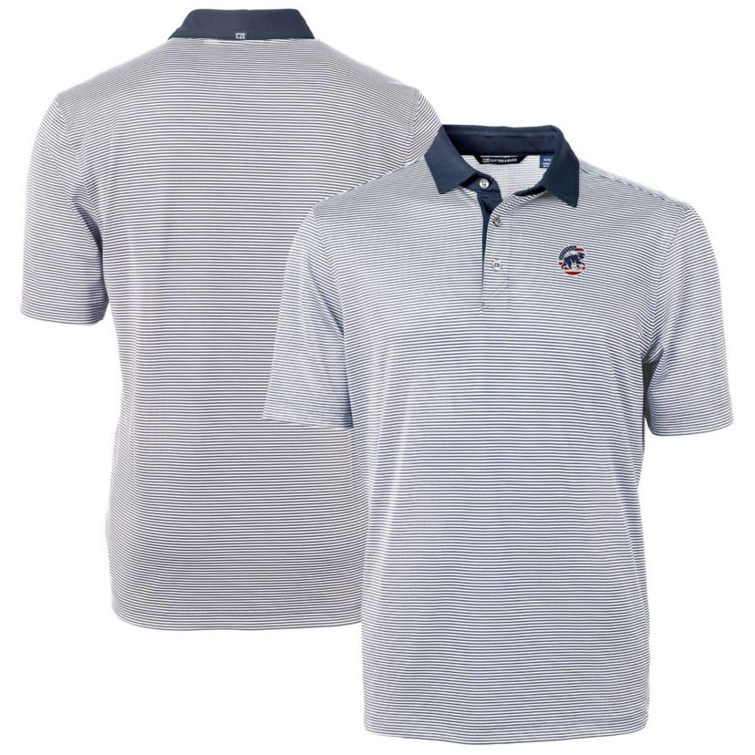 MLB Chicago Cubs Americana Logo Virtue Eco Pique Stripe Recycled Polo