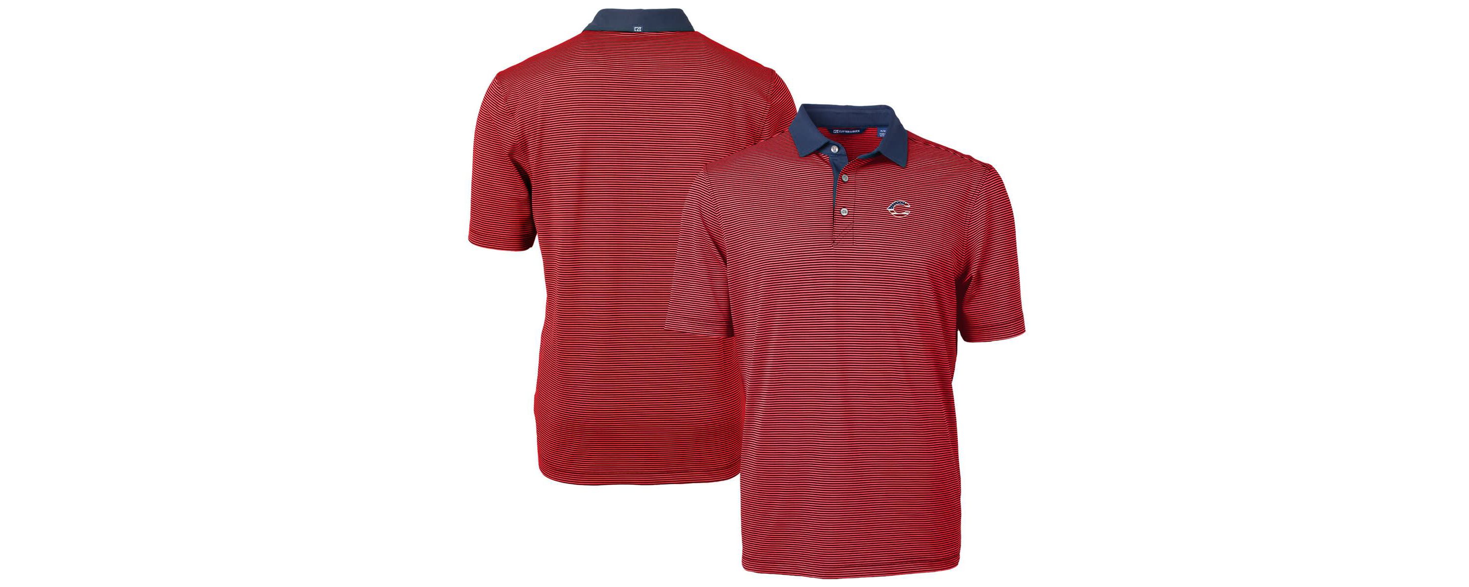 MLB Cincinnati Reds Americana Logo Virtue Eco Pique Stripe Recycled Polo