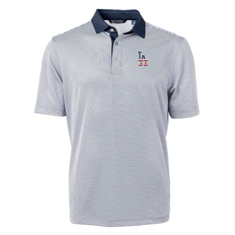 MLB Los Angeles Dodgers Americana Logo Virtue Eco Pique Stripe Recycled Polo