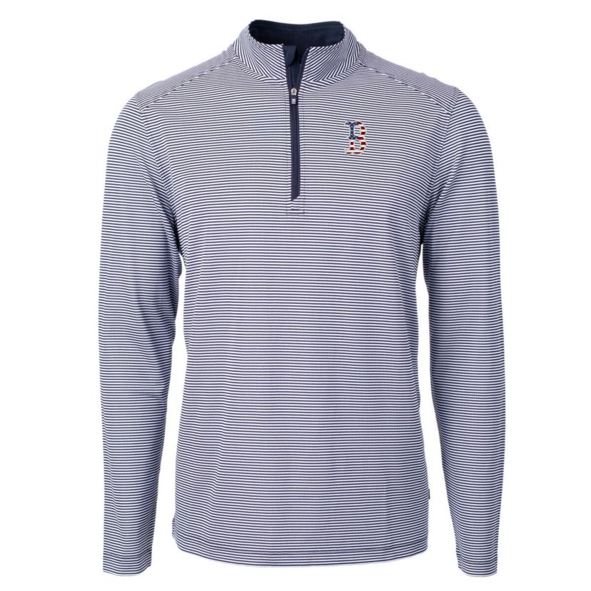 Boston Red Sox MLB Boston Sox Americana Logo Virtue Eco Pique Stripe Recycled Quarter-Zip Pullover Top