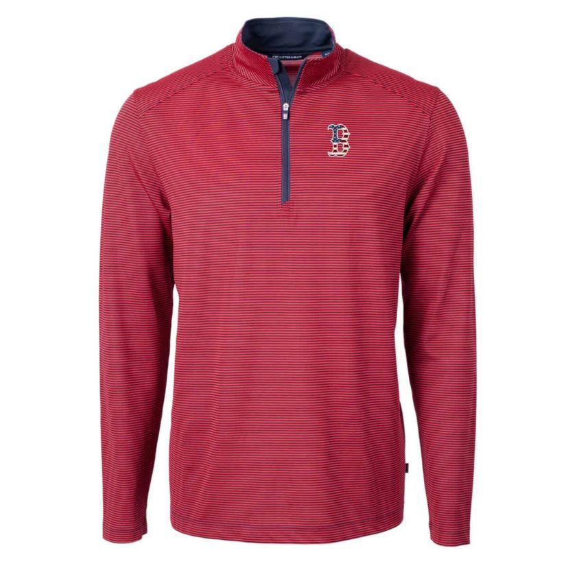 Boston Red Sox MLB Boston Sox Americana Logo Virtue Eco Pique Stripe Recycled Quarter-Zip Pullover Top