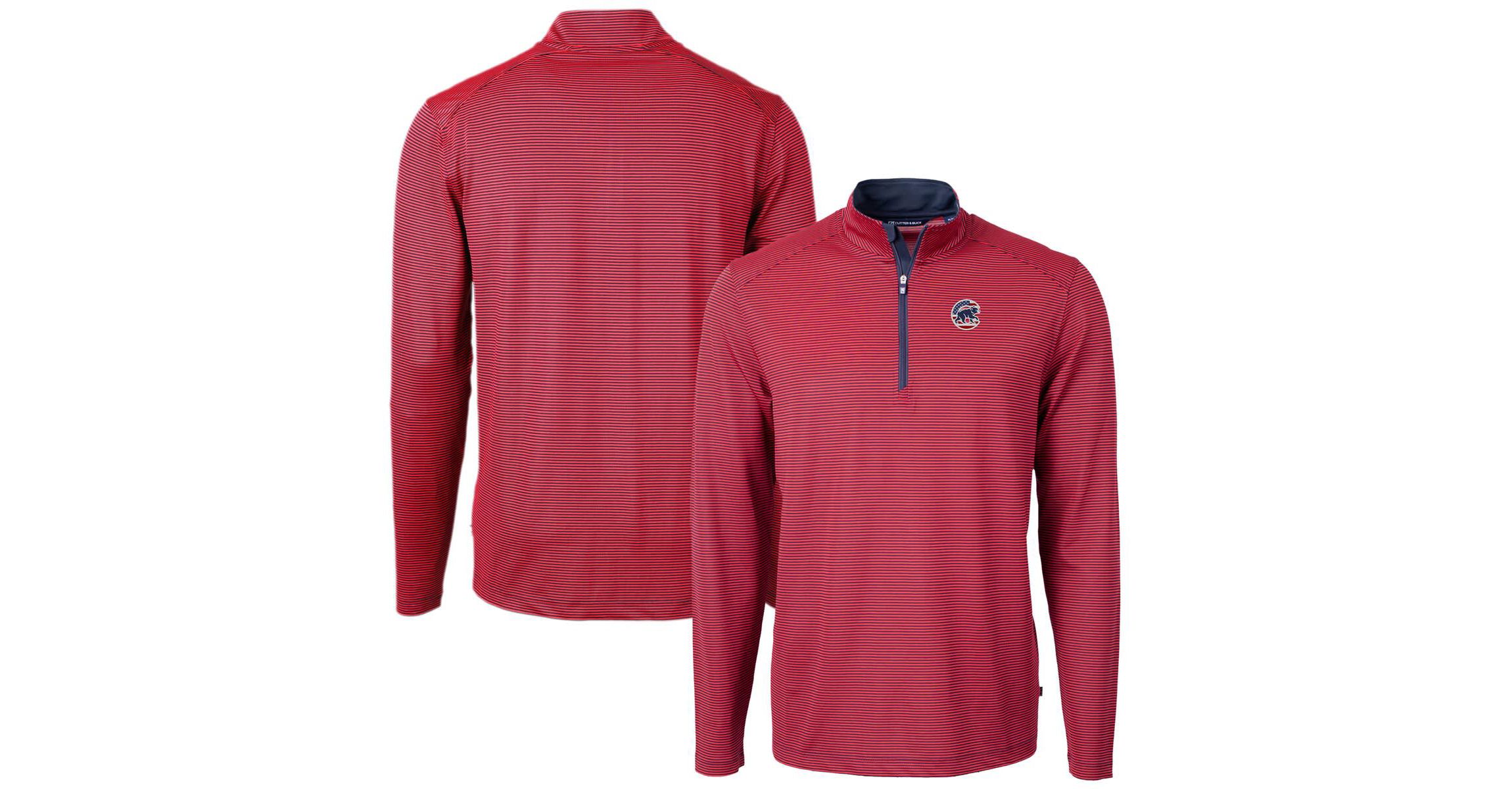MLB Chicago Cubs Americana Logo Virtue Eco Pique Stripe Recycled Quarter-Zip Pullover Top