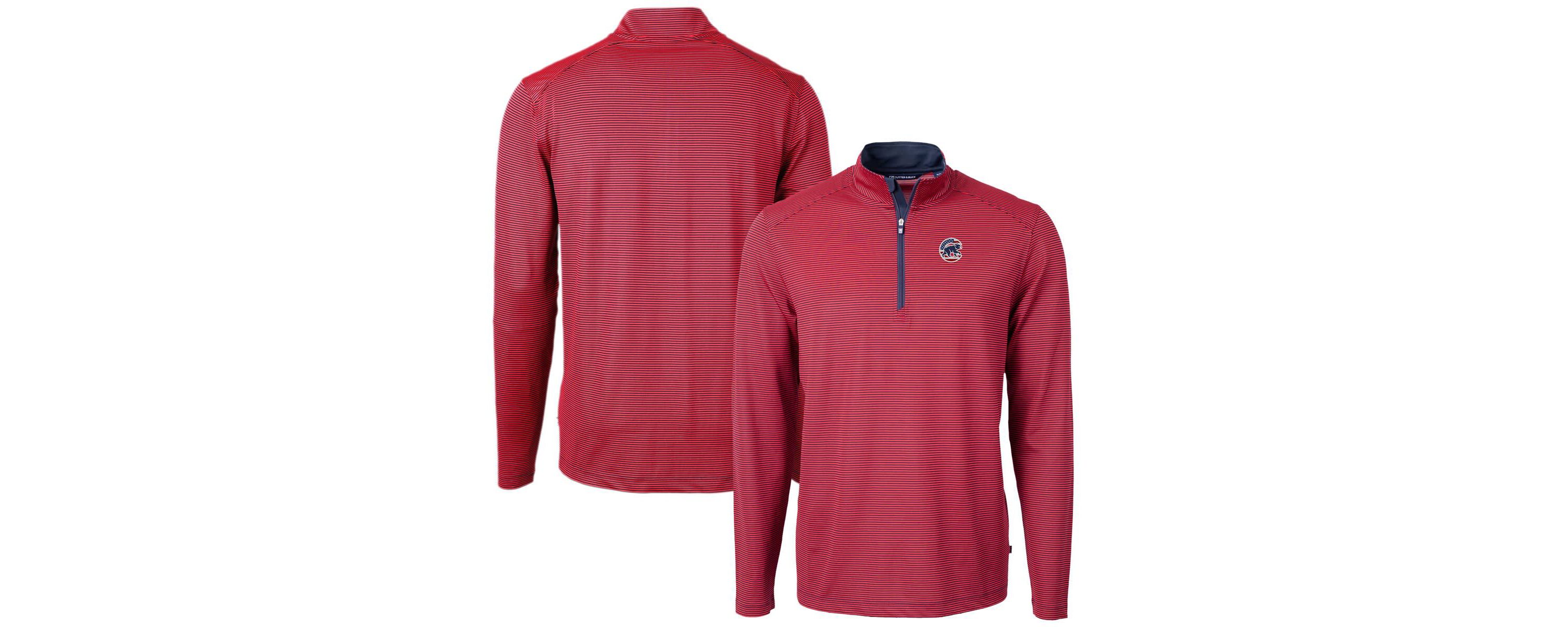 MLB Chicago Cubs Americana Logo Virtue Eco Pique Stripe Recycled Quarter-Zip Pullover Top