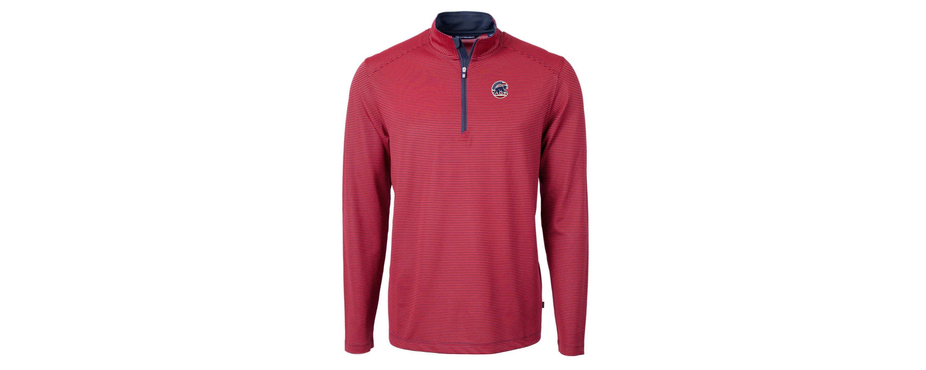 MLB Chicago Cubs Americana Logo Virtue Eco Pique Stripe Recycled Quarter-Zip Pullover Top