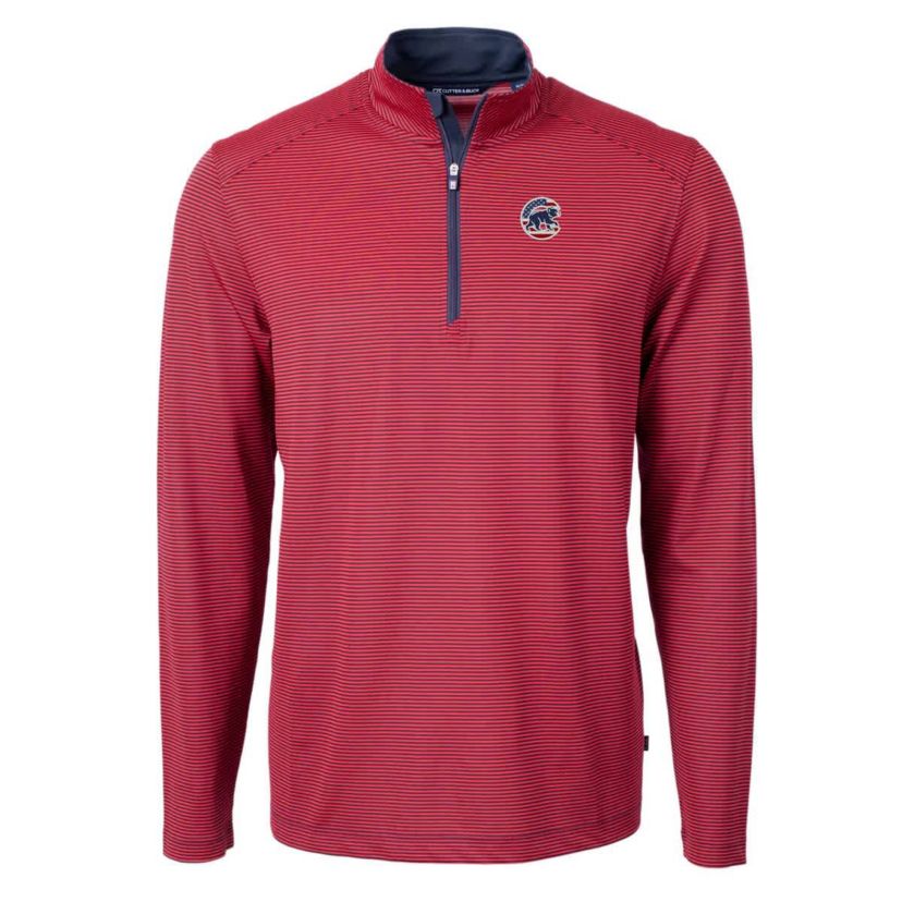 MLB Chicago Cubs Americana Logo Virtue Eco Pique Stripe Recycled Quarter-Zip Pullover Top