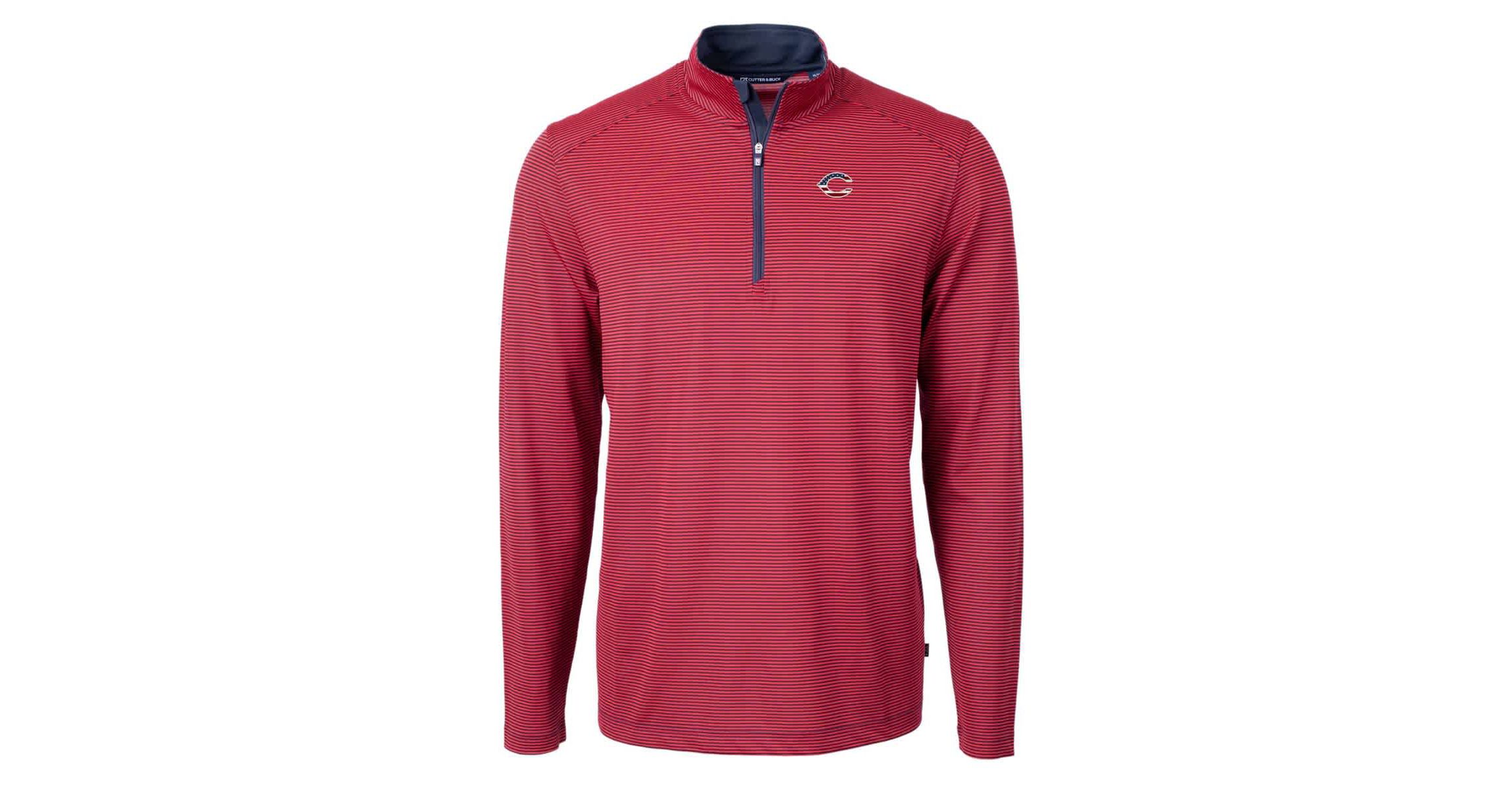 MLB Cincinnati Reds Americana Logo Virtue Eco Pique Stripe Recycled Quarter-Zip Pullover Top