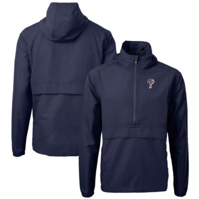 Cutter & Buck Men's MLB Philadelphia Phillies Americana Logo Charter Eco Knit Recycled Anorak Half-Zip Jacket, Navy Blue, XL