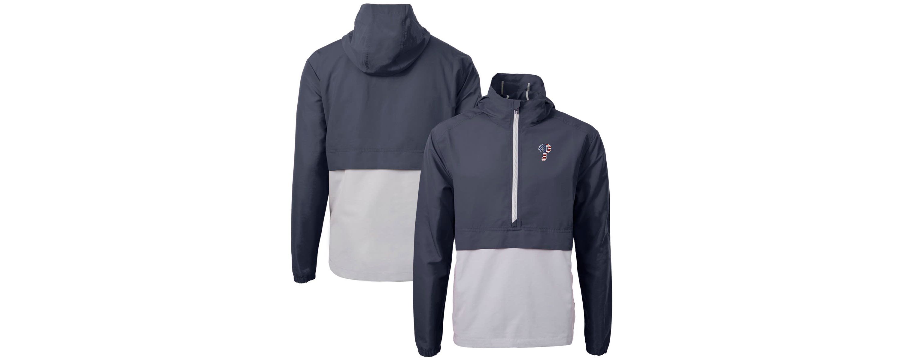 MLB Navy/Gray Philadelphia Phillies Americana Logo Charter Eco Knit Recycled Anorak Half-Zip Jacket
