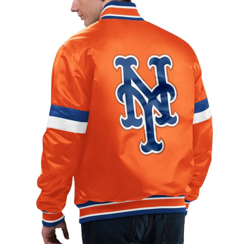 MLB New York Mets Home Game Satin Full-Snap Varsity Jacket
