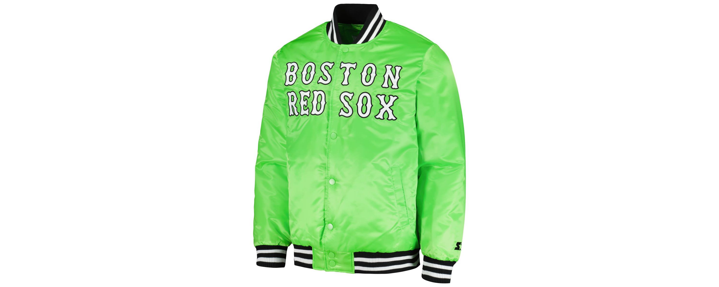 Boston Red Sox MLB Neon Boston Sox Cross Bronx Fashion Satin Full-Snap Varsity Jacket