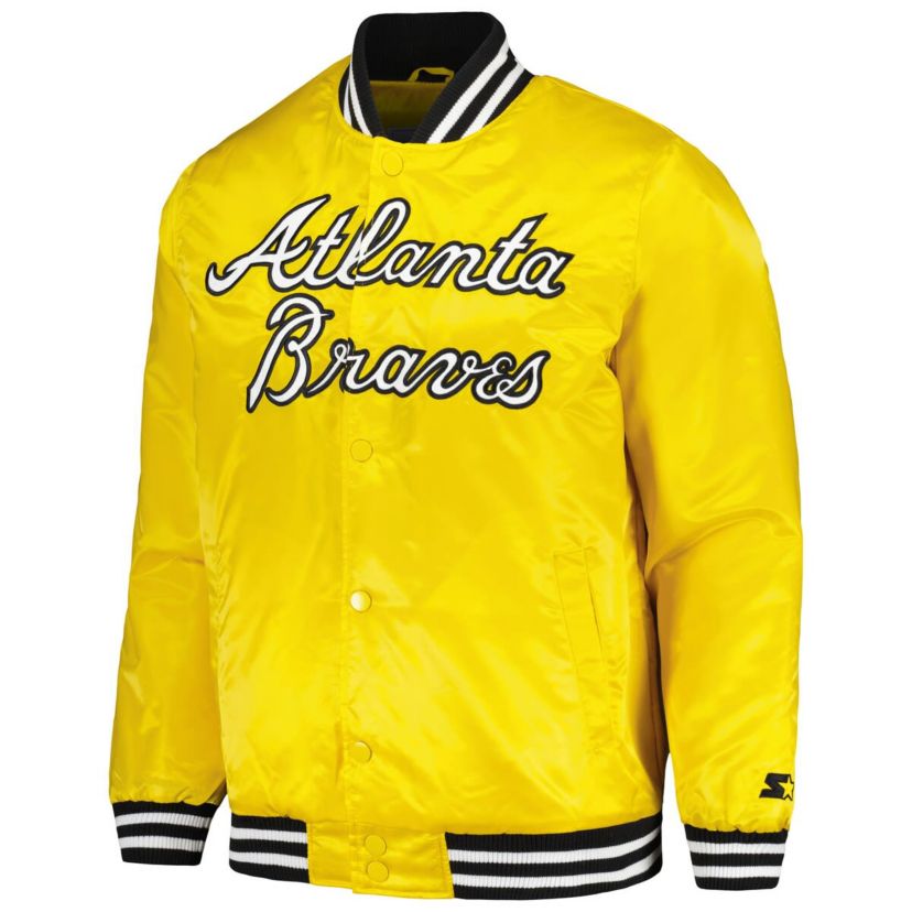 MLB Atlanta Braves Cross Bronx Fashion Satin Full-Snap Varsity Jacket