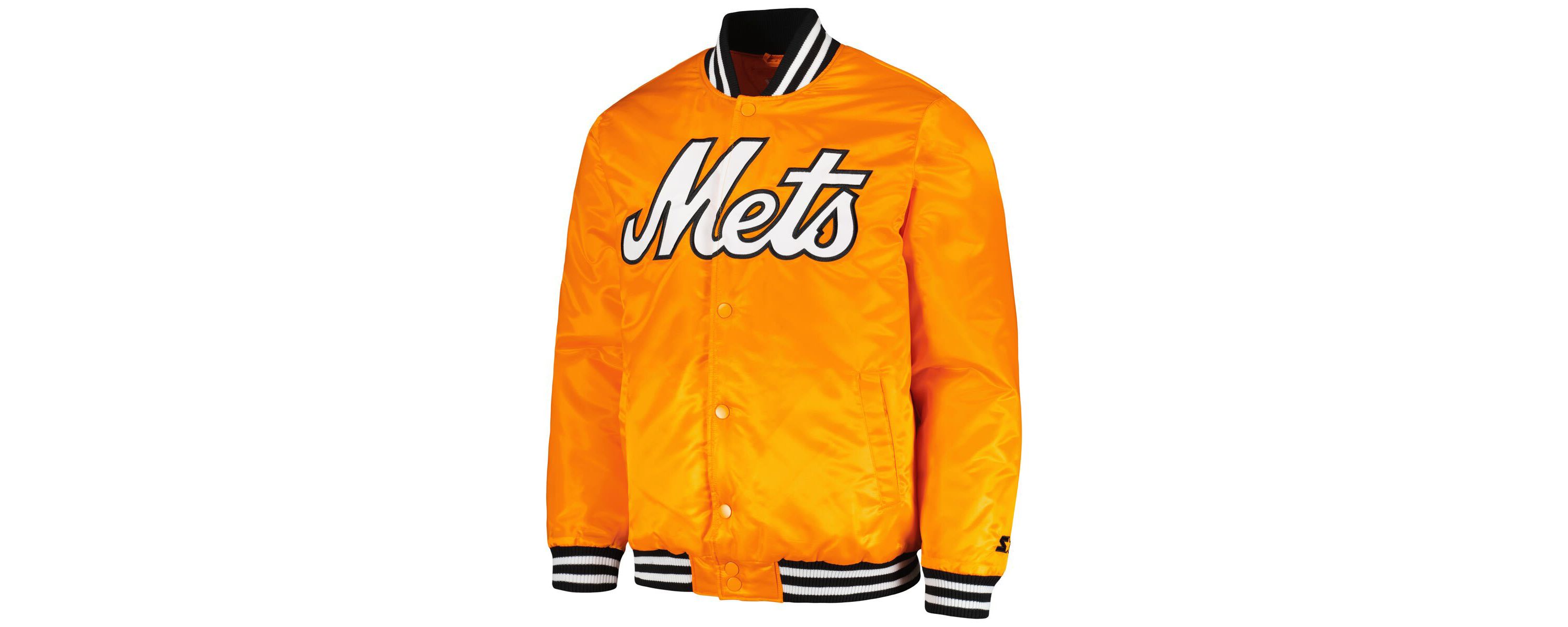 MLB New York Mets Cross Bronx Fashion Satin Full-Snap Varsity Jacket