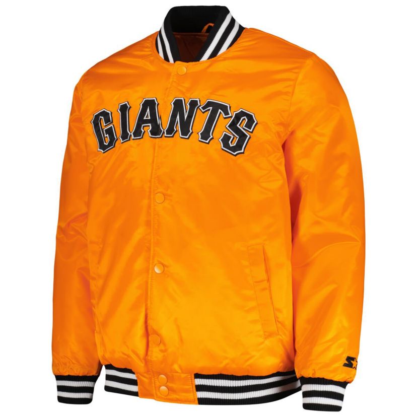 MLB San Francisco Giants Cross Bronx Fashion Satin Full-Snap Varsity Jacket